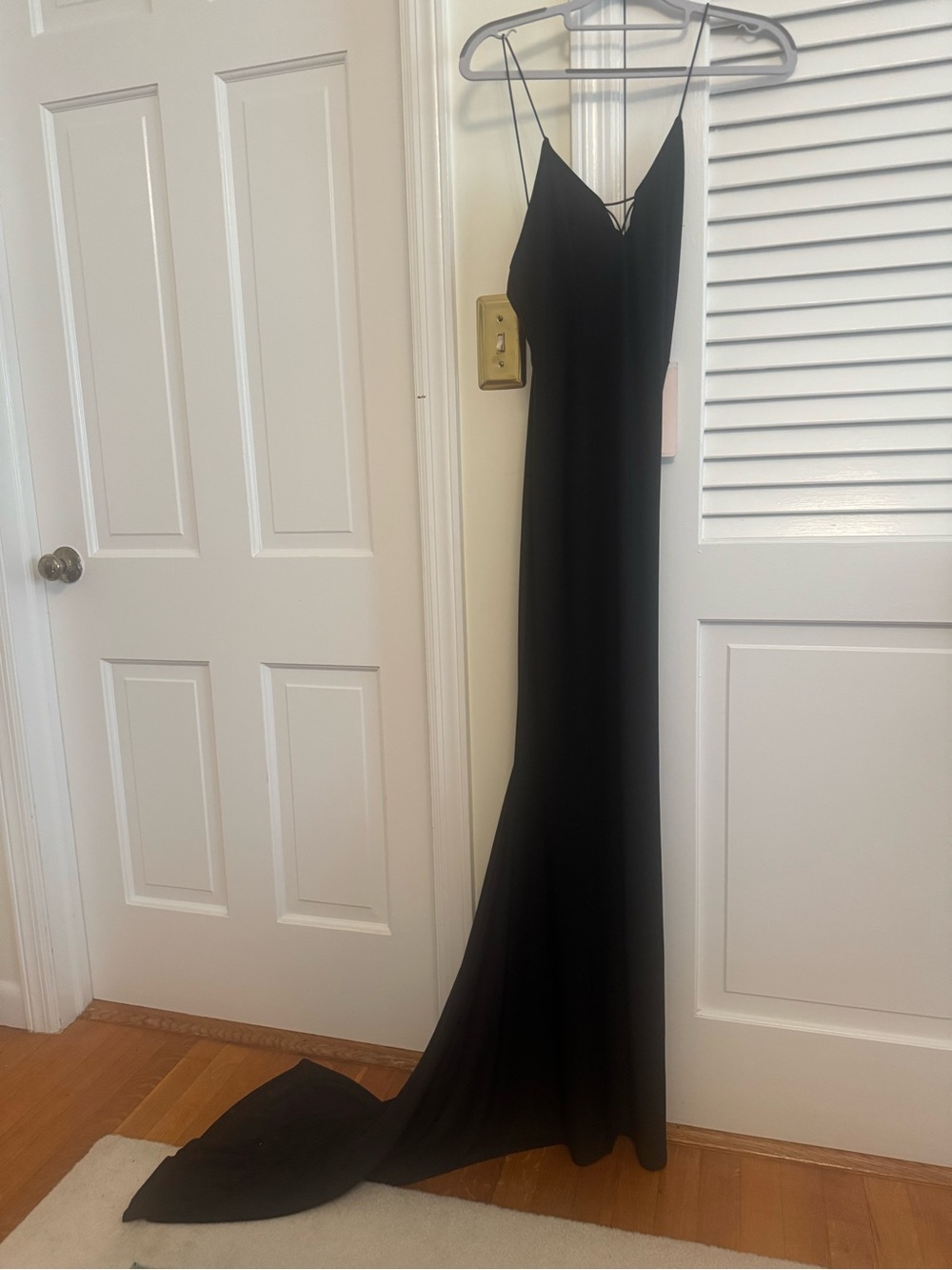 Club L London Black Maxi Slip Dress with Spaghetti Straps